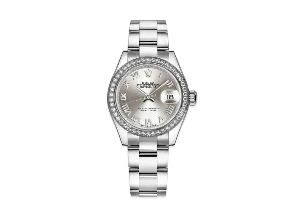 ROLEX Lady-Datejust Oyster 28mm "Silver Roman/Oyster Steel/White Gold"