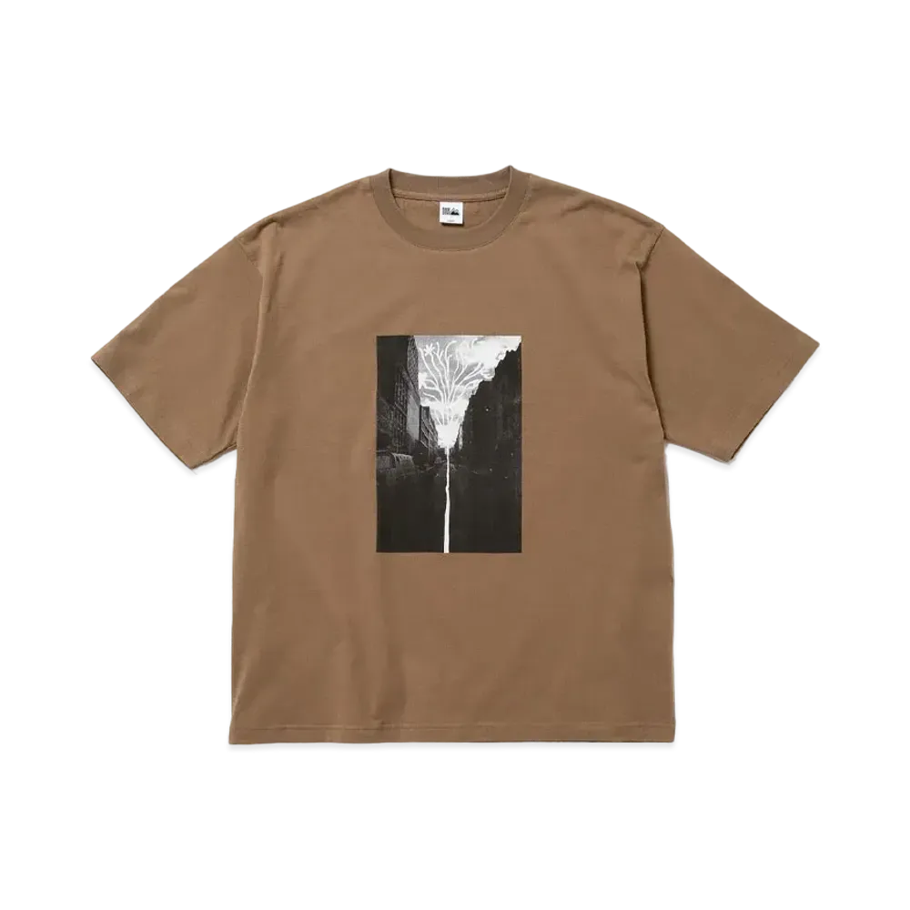 FIRST DOWN S/S TEE #2 COTTON JERSEY by E-WAX STUDIO "Light Khaki"