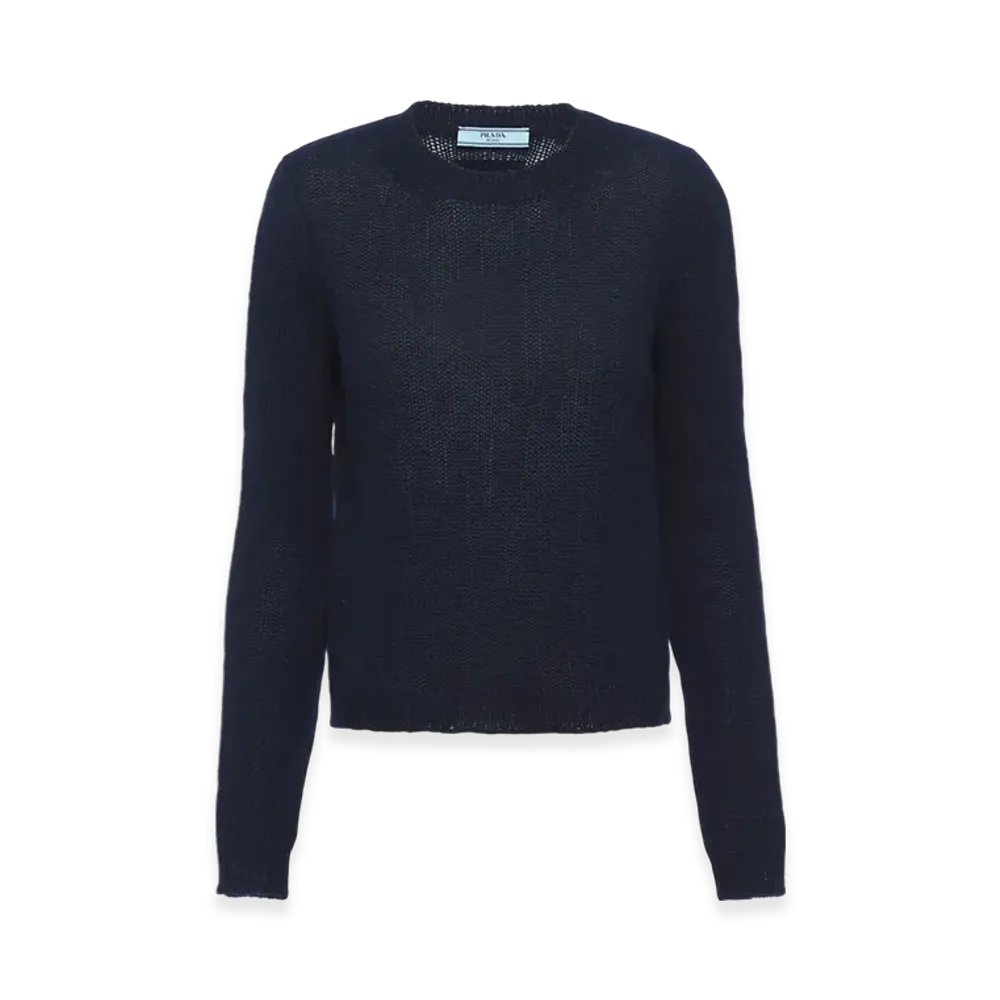 PRADA Women's Cashmere Crewneck Sweater "Navy"