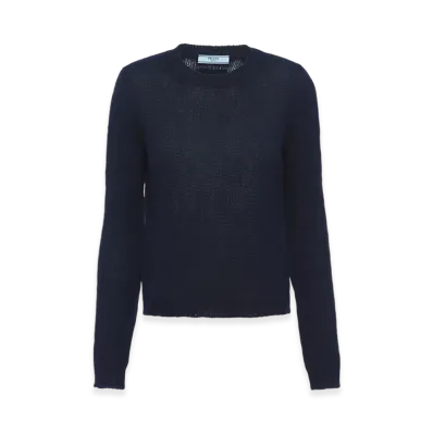 PRADA Women's Cashmere Crewneck Sweater "Navy"