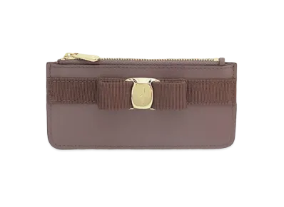 Salvatore Ferragamo Vara Bow Credit Card Holder "Caraway Seed"