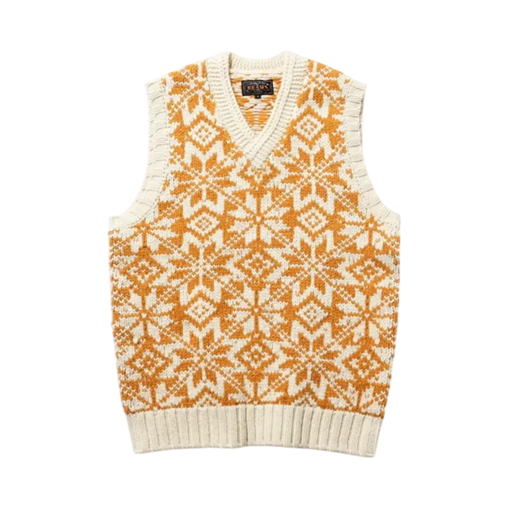 BEAMS Snow Pattern Vest 3G "Gold"