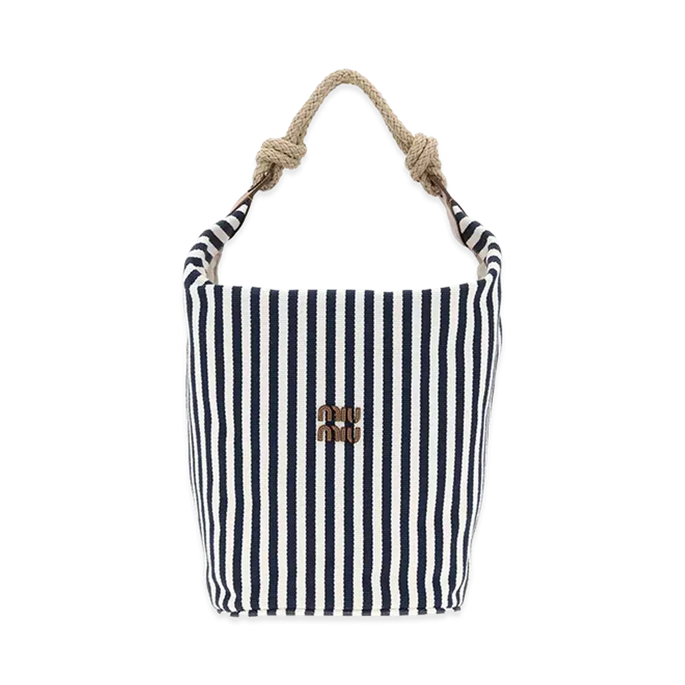 MIU MIU Women's Embroidered Canvas Bucket Bag "Stripped"