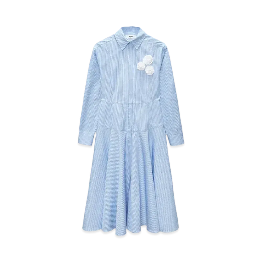 MSGM Poplin Striped Shirt Dress "Blue"