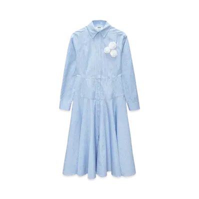 MSGM Poplin Striped Shirt Dress "Blue"