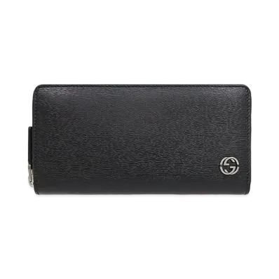 GUCCI Chelsea Interlocking G Zip Around Wallet "Black"