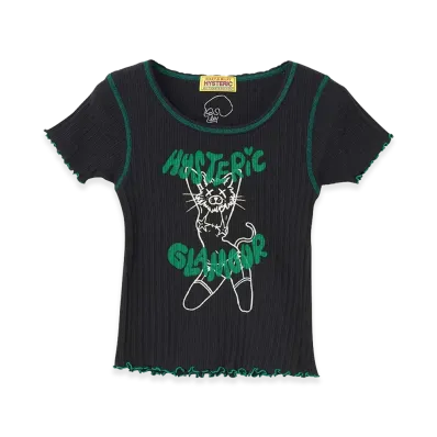 HYSTERIC GLAMOUR Women's Ivy/Naughty Kitty Mini Tee "Black"