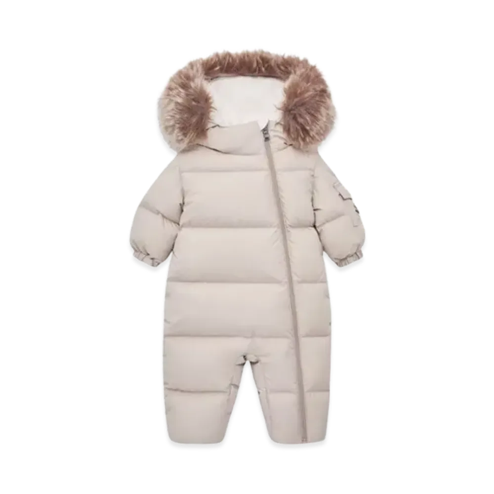 MONCLER Kids Hooded Down Snowsuit "Light Beige"