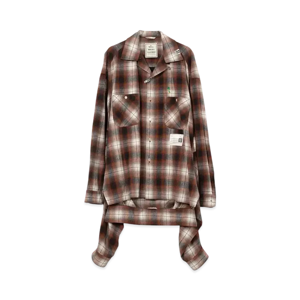 Maison MIHARA YASUHIRO Hem Layer Checkered Shirt "Brown"