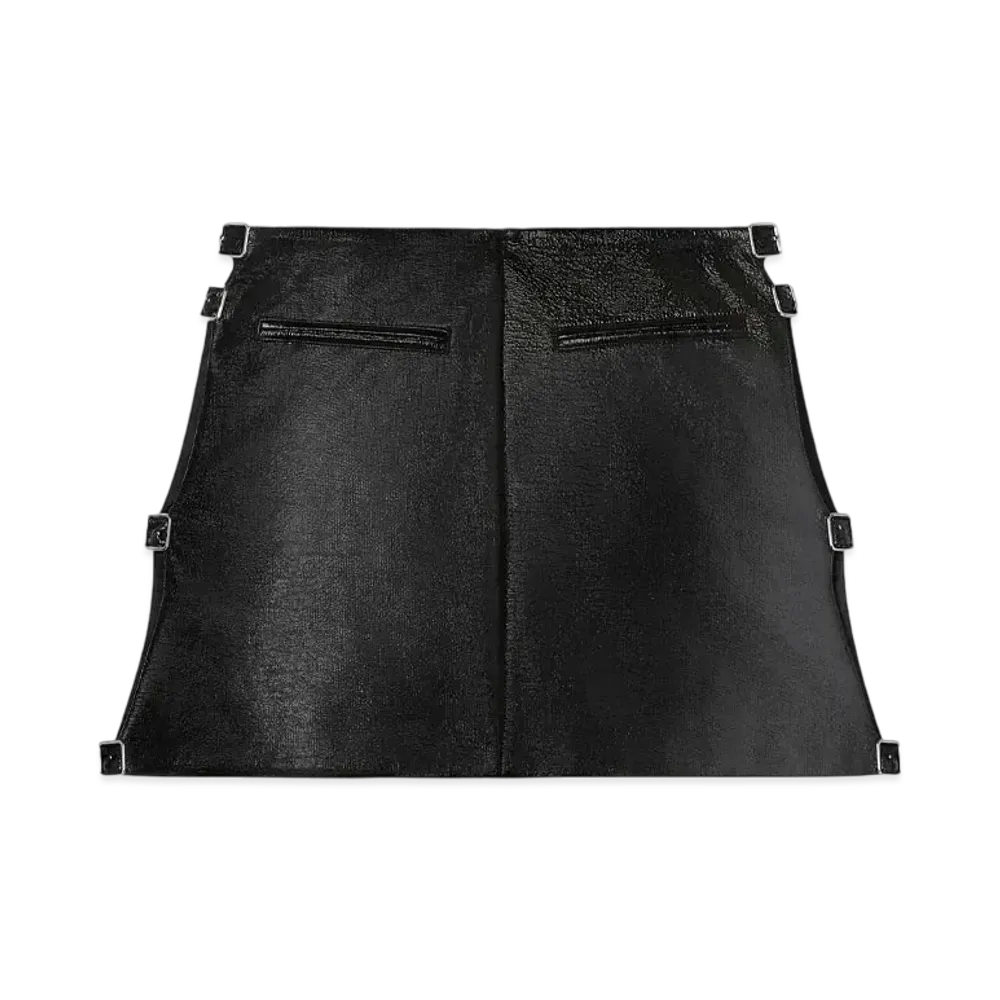 Courreges Multi-Buckle Vinyl Mini Skirt "Black"