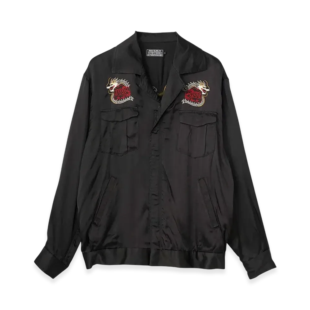HYSTERIC GLAMOUR Dragon Flame Embroidery Souvenir Shirt "Black"