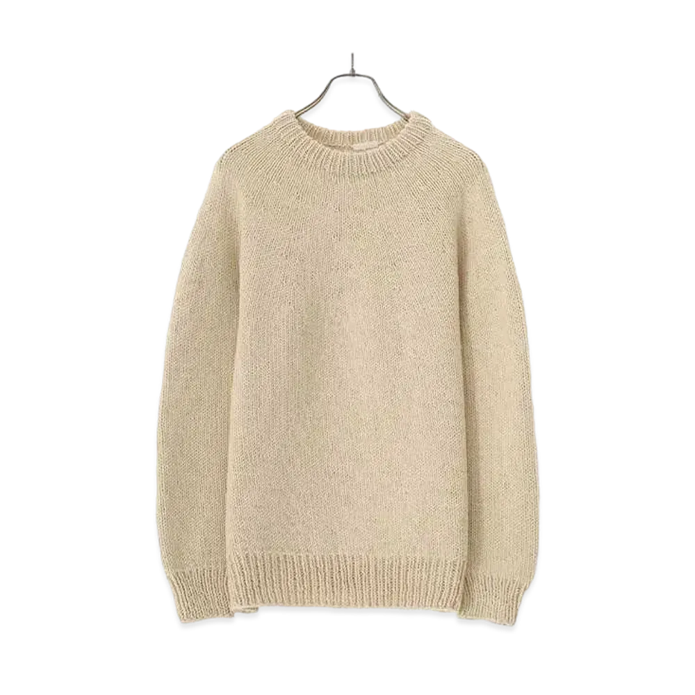 COMOLI Hand Crew Neck Knit "Ecru"