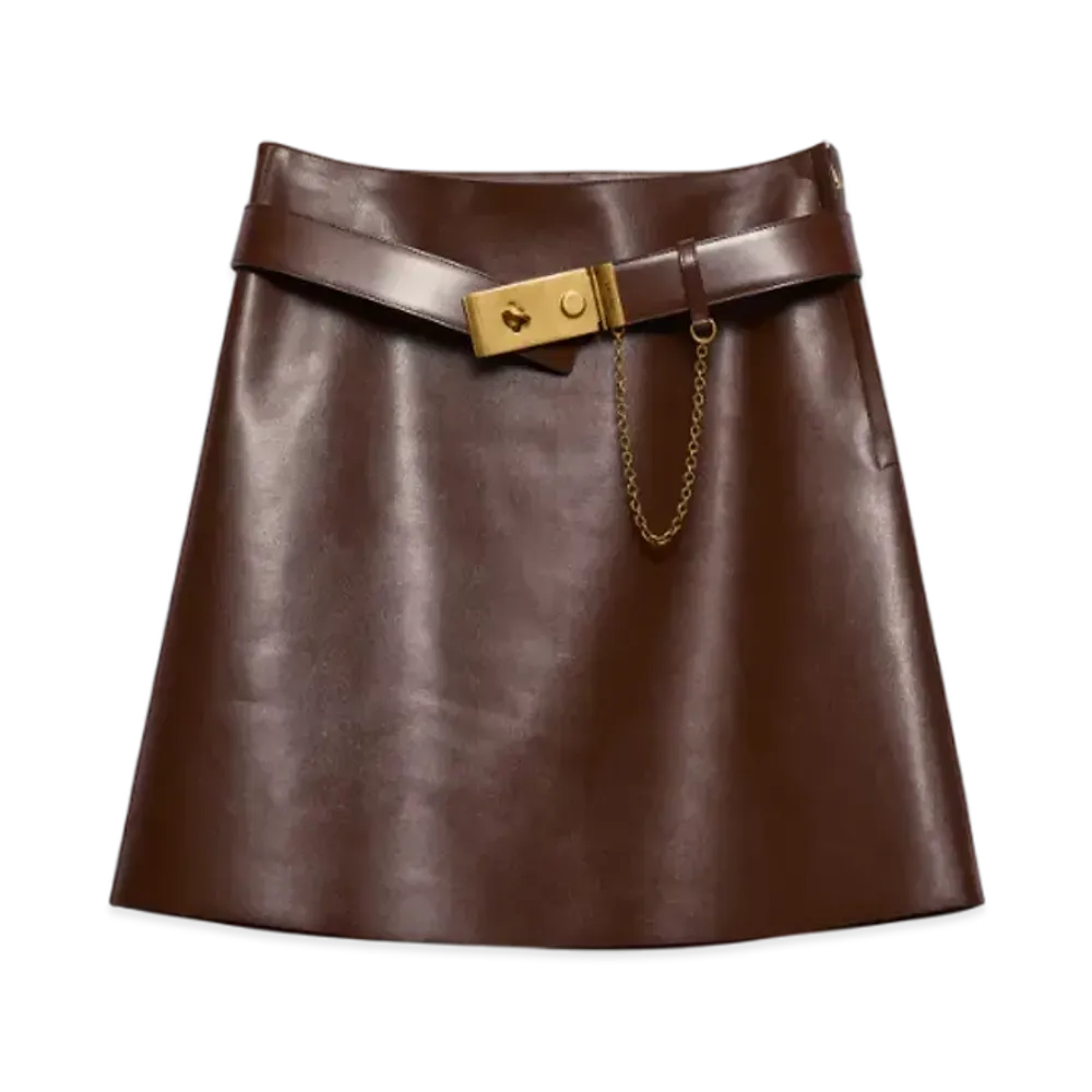PRADA Women's Leather Miniskirt "Dark Brown"