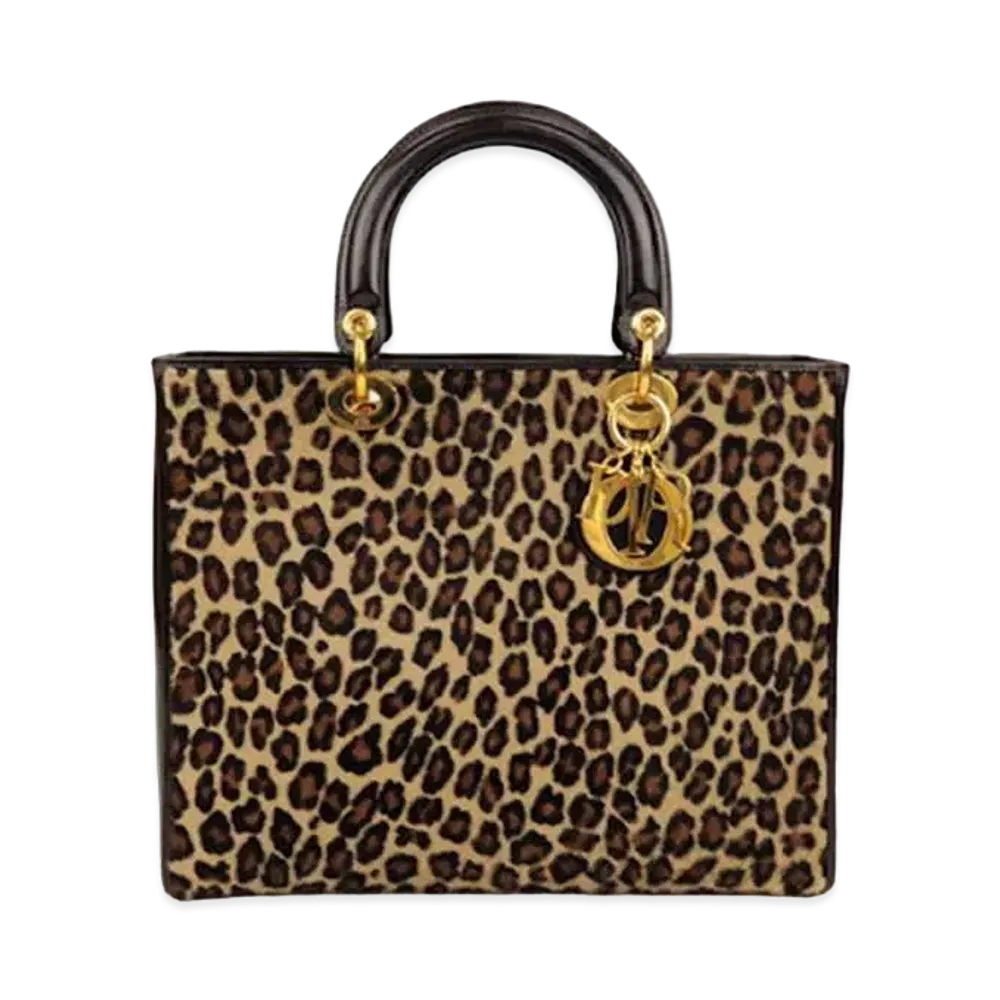 Dior Lady Dior Leopard Tote Bag "Brown"