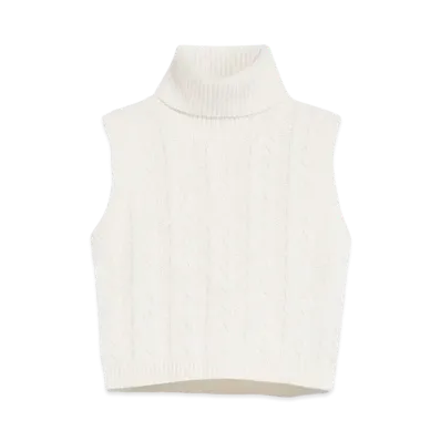 Max Mara Oscuro Wool Cashmere Sleeveless Top "Ivory"
