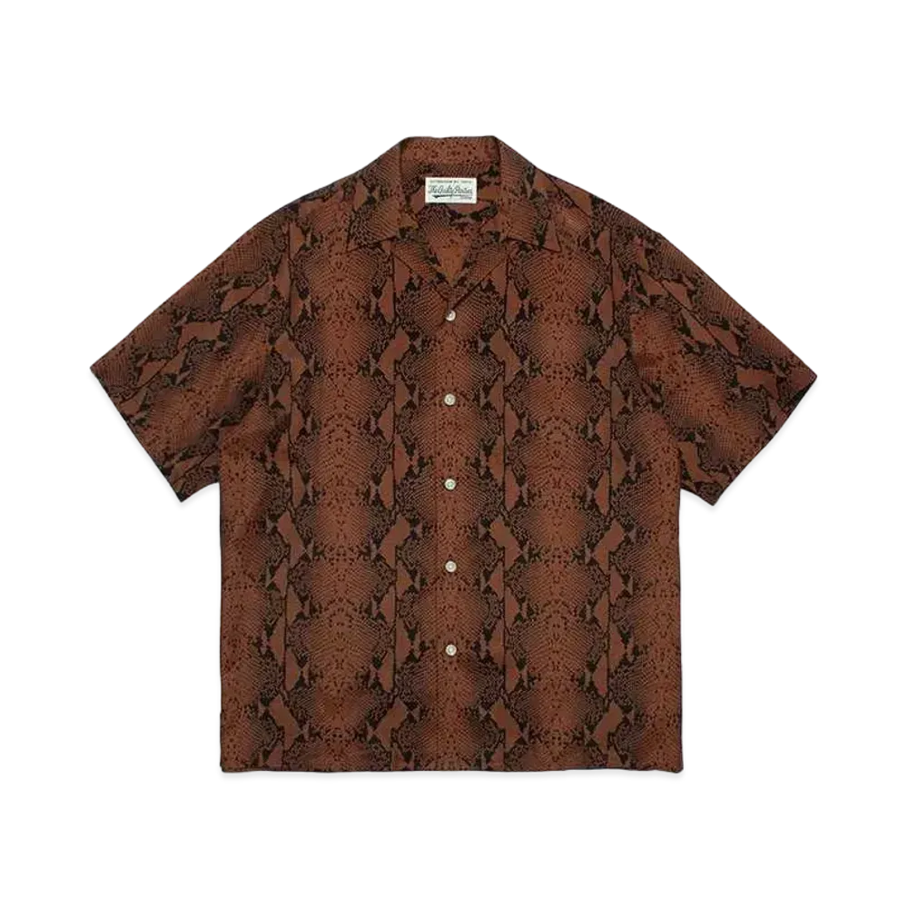 WACKO MARIA Python Open Collar Shirt "Brown"