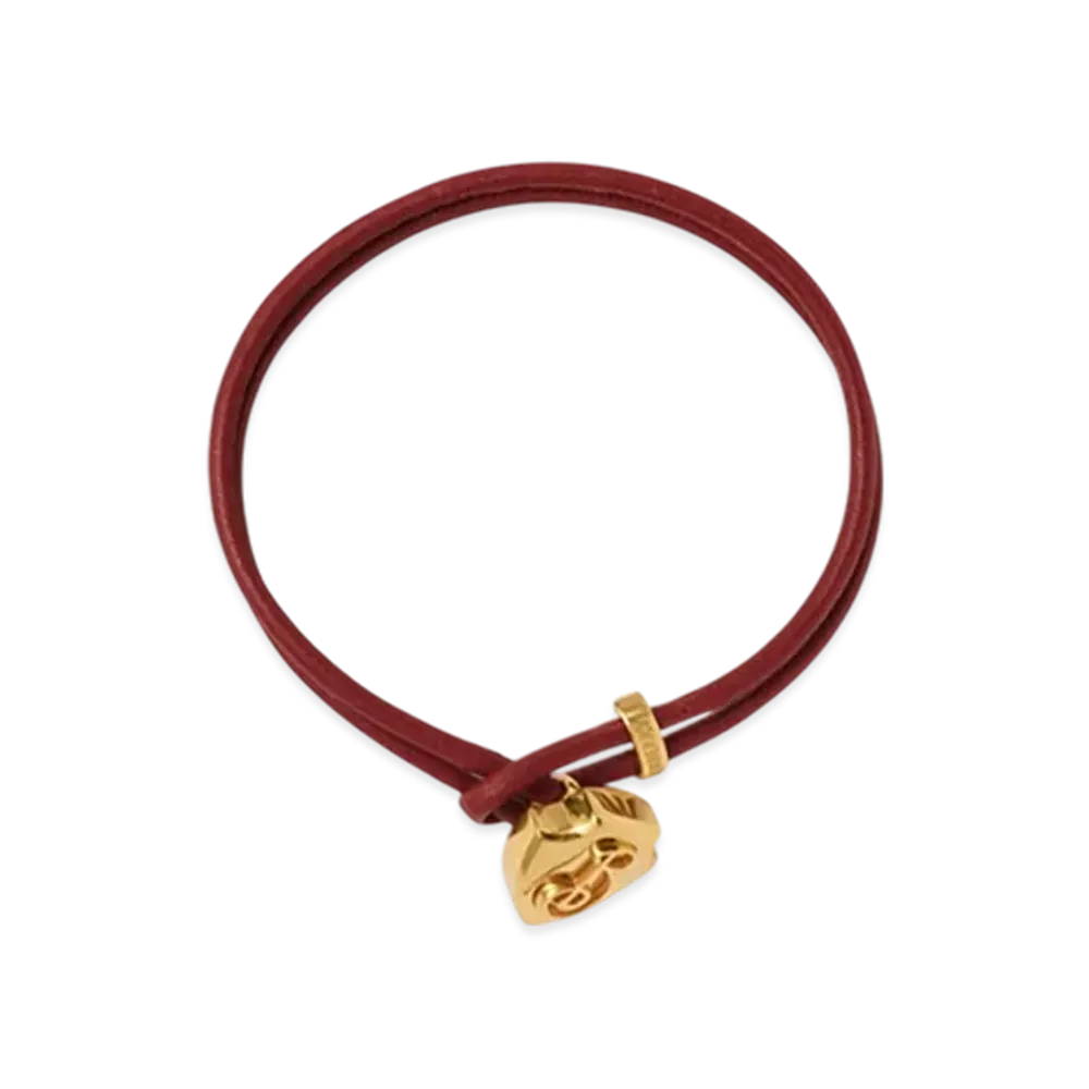 Burberry Leather B Shield Bracelet "Gold/Rust"