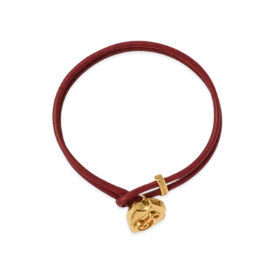 Burberry Leather B Shield Bracelet "Gold/Rust"