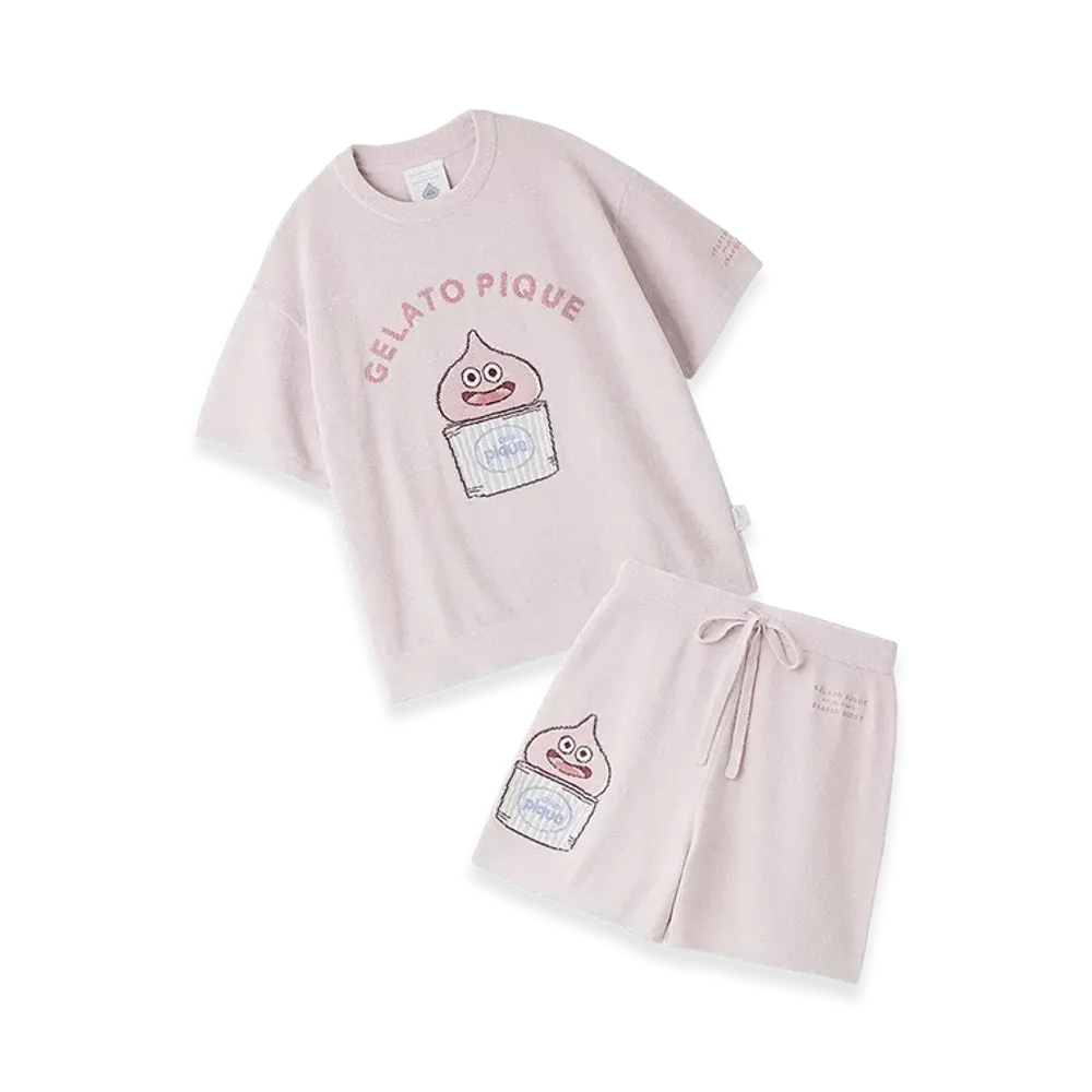 GELATO PIQUE x DRAGON QUEST Women's Jacquard S/S Pullover & Shorts Set "Pink"