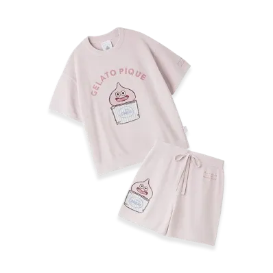 GELATO PIQUE x DRAGON QUEST Women's Jacquard S/S Pullover & Shorts Set "Pink"