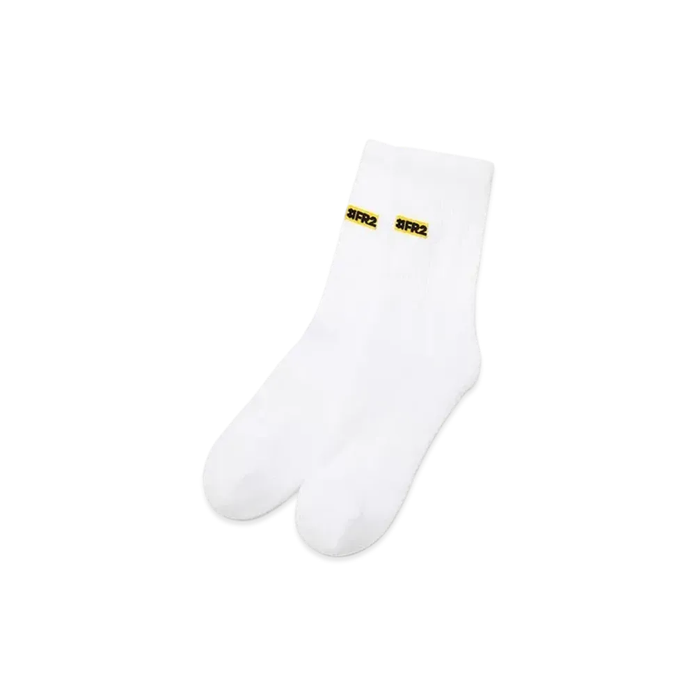 FR2 Yellow Box Logo Socks "White"