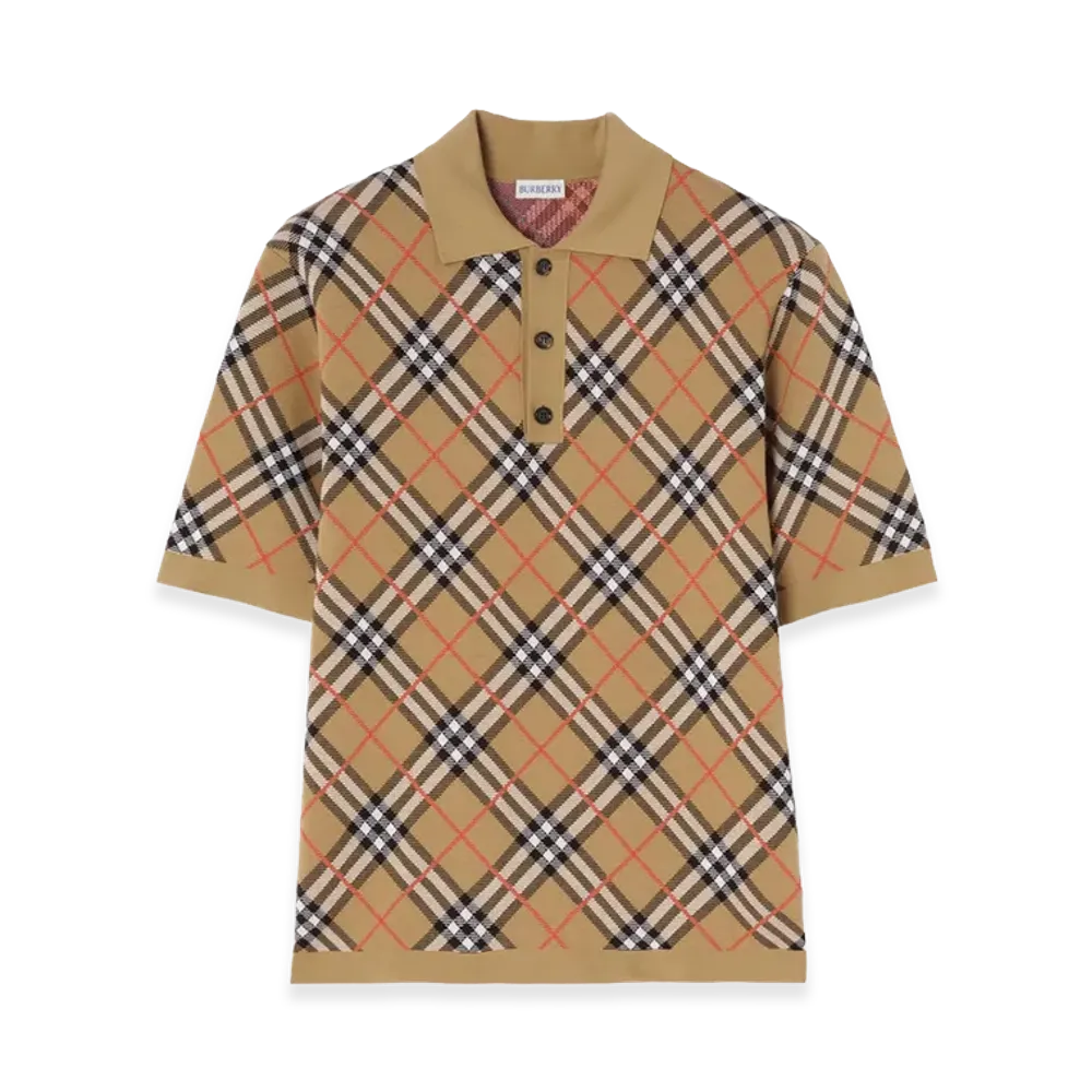 Burberry Embroidered Cotton Blend Polo Shirt "Checked"