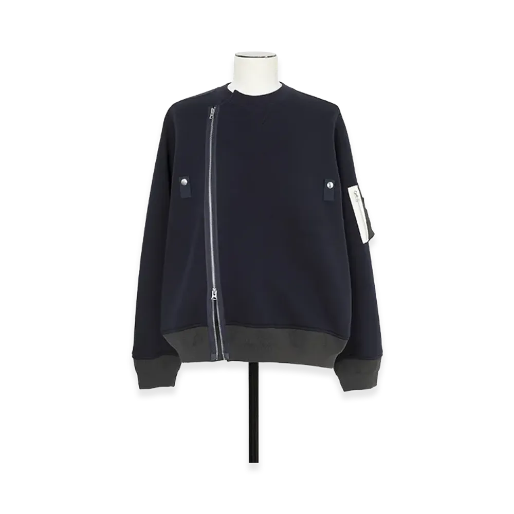 sacai Sponge Sweat Blouson "Navy/Dark Khaki"