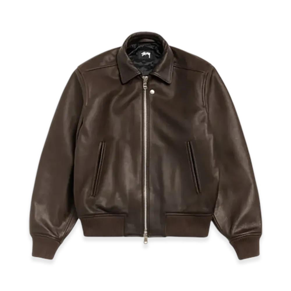 Stussy Leather Flight Jacket "Dark Brown"