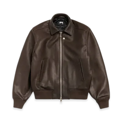 Stussy Leather Flight Jacket "Dark Brown"