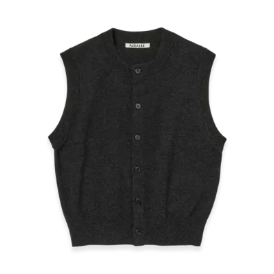 AURALEE High Twist Wool Knit Vest "Charcoal"