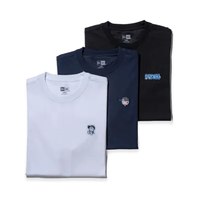 NEW ERA x Doraemon 3-Pack Short Sleeve Performance T-Shirt "White/Black/Navy"