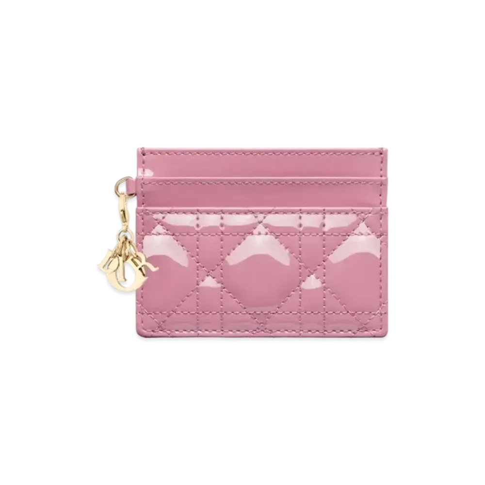 Dior Lady Dior Freesia Card Holder Patent Cannage Calfskin "Hydrangea Pink"