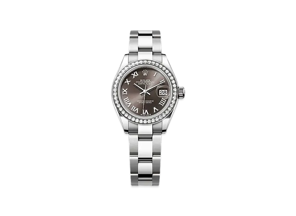 ROLEX Lady-Datejust 28mm Oystersteel & White Gold Diamond 279384RBR "Dark Grey"