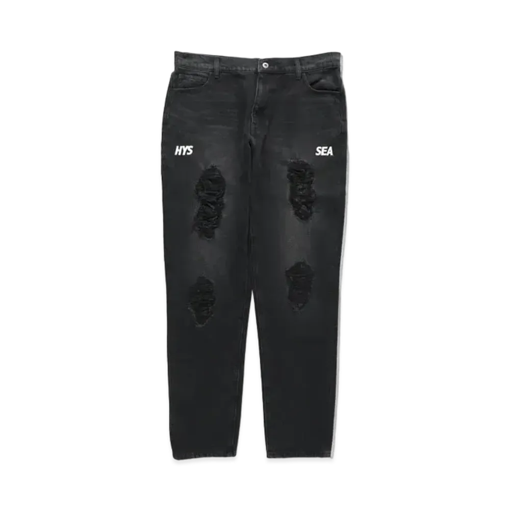 WIND AND SEA x HYSTERIC GLAMOUR Damaged Skinny Denim Pants "Black"