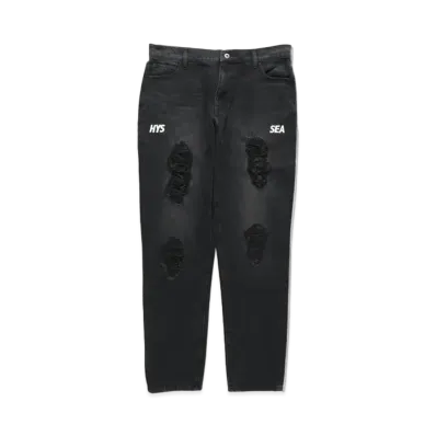 WIND AND SEA x HYSTERIC GLAMOUR Damaged Skinny Denim Pants "Black"
