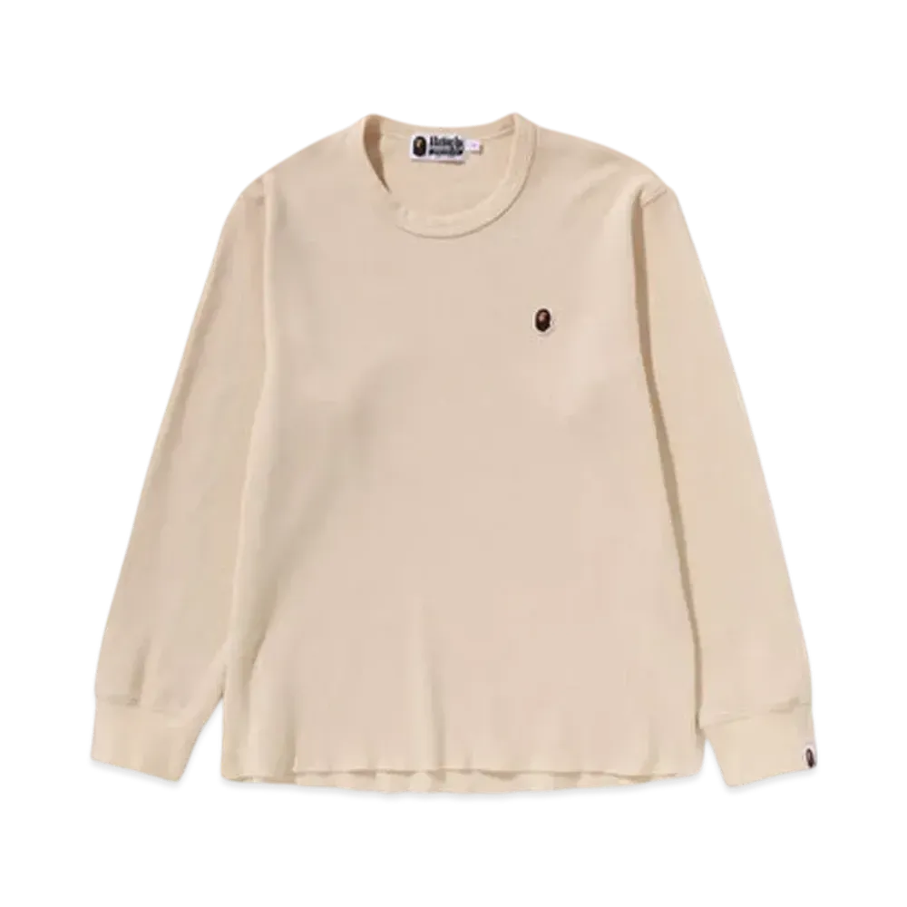 A BATHING APE One Point Waffle Ls Tee "Ivory"