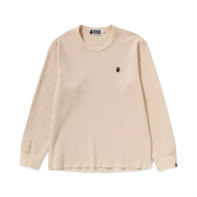 A BATHING APE One Point Waffle Ls Tee "Ivory"