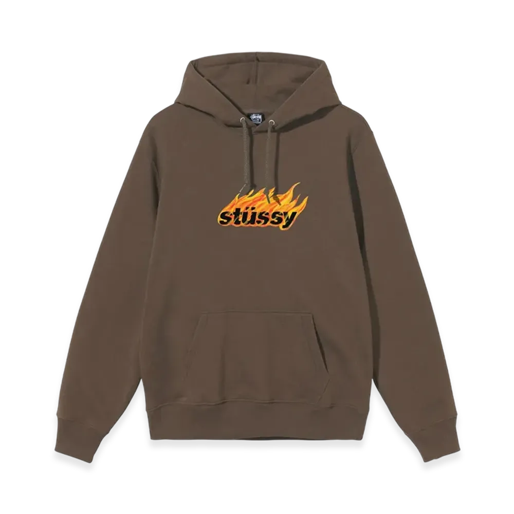 Stussy Flames Hood "Coffee"