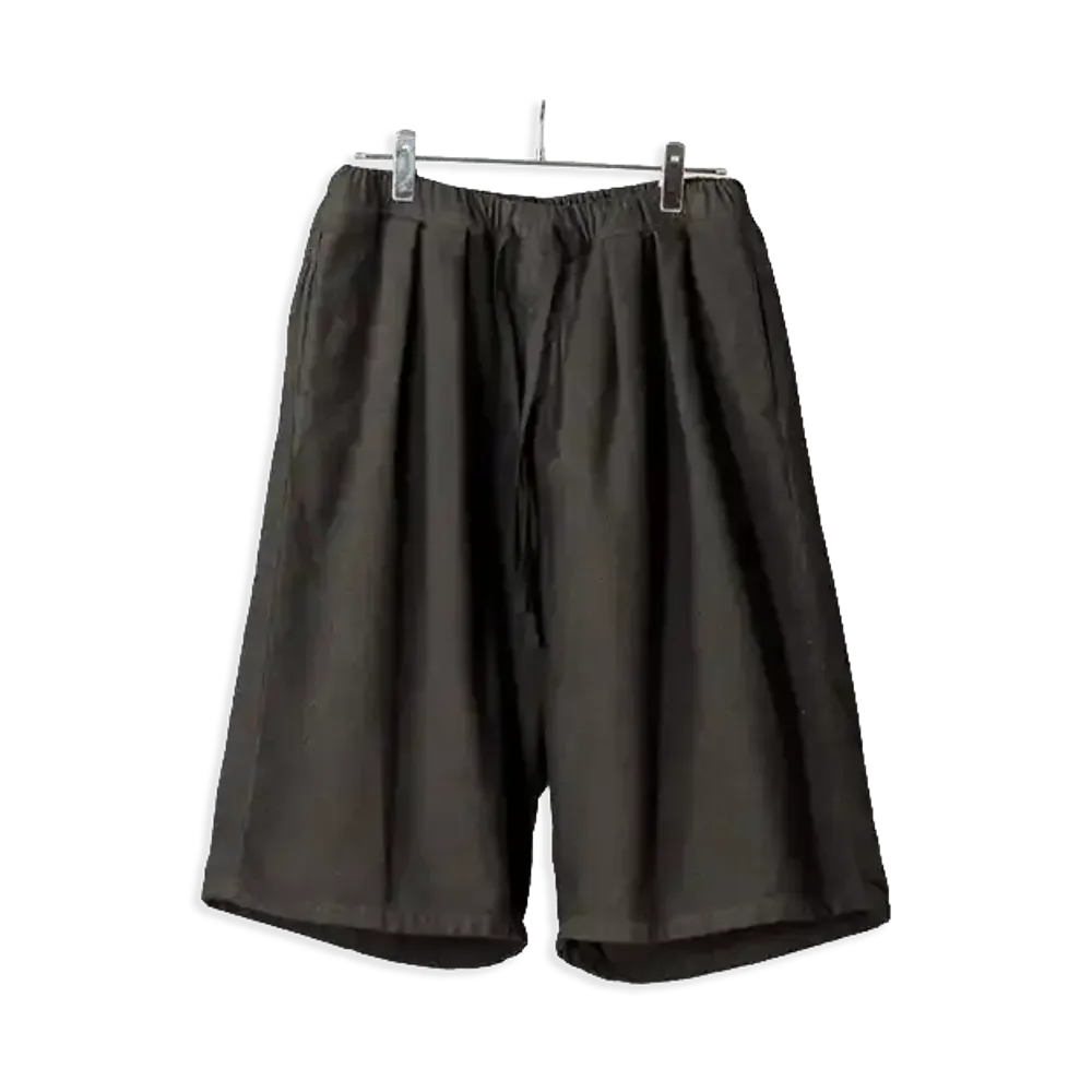 ANCELLM Brushed Cotton Wide Cropped Pants "Black"