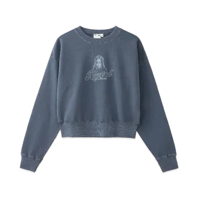 X-Girl Face Pigment Dyed Compact Sweat Top "Navy"