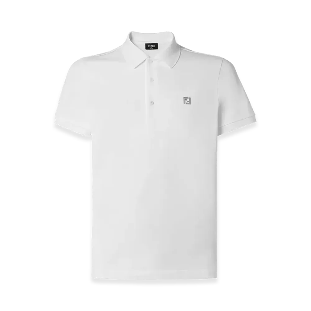 FENDI FF Metallic Logo Polo Shirt "White"