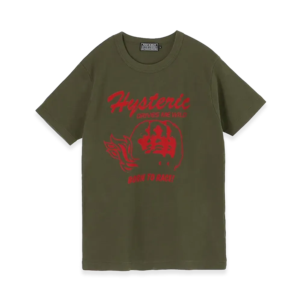 HYSTERIC GLAMOUR Born To Race Tee "Khaki"
