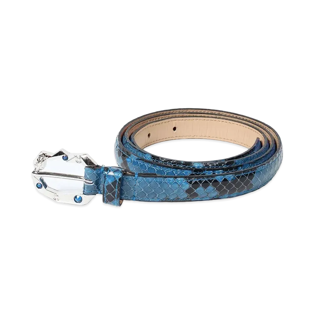 WACKO MARIA x WOLF'S HEAD / Python Leather Belt "Blue"