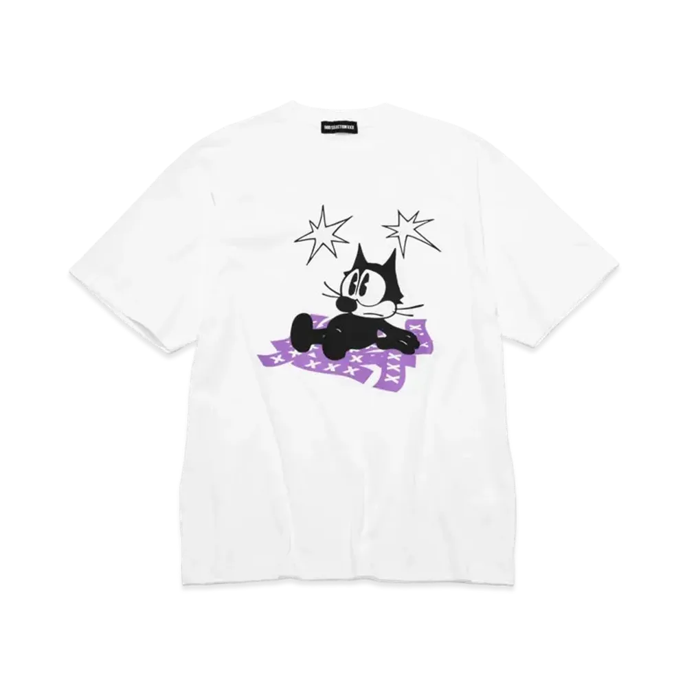 GOD SELECTION XXX x FELIX THE CAT T-SHIRT GX-A22-FEST-01 "White/Purple"