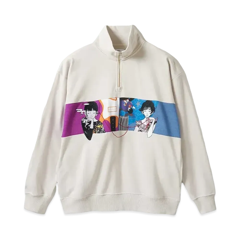 graniph x Yusuke Nakamura Connected Fleece Half Zip Sweatshirt "Ivory"