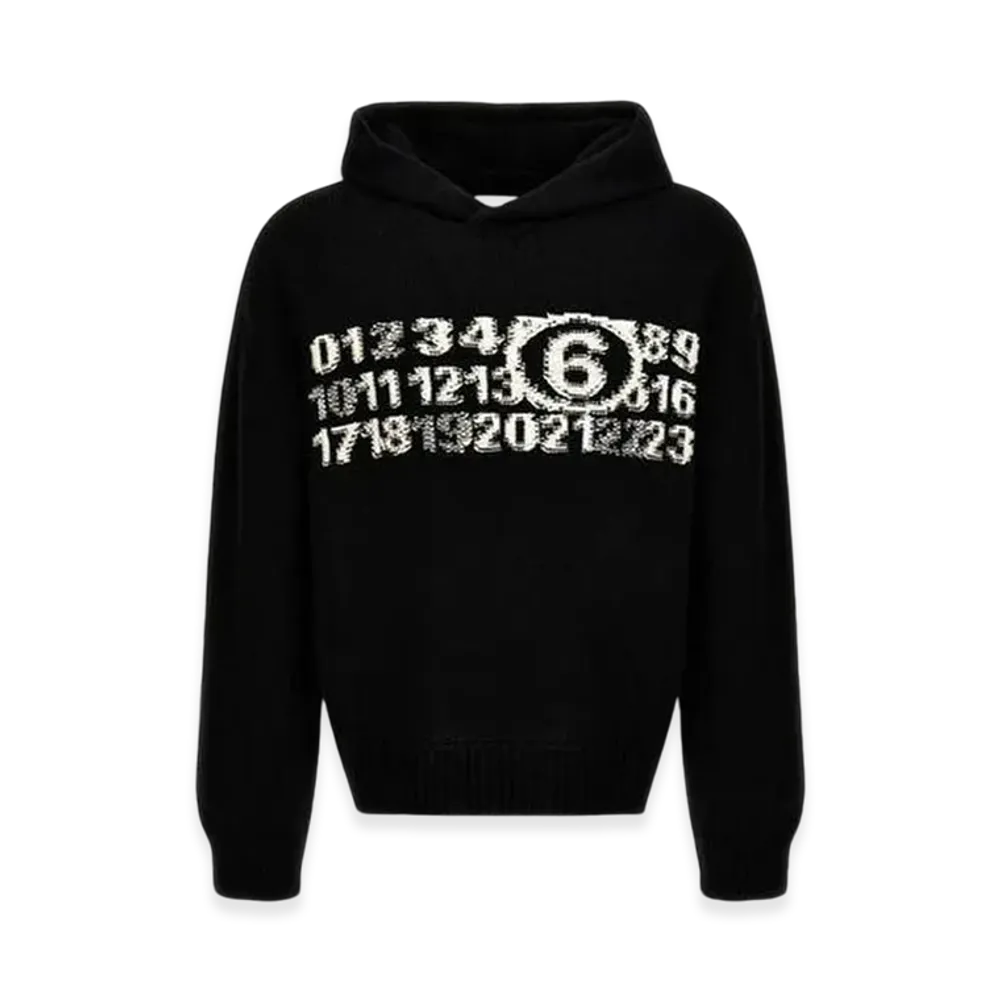 MM6 Maison Margiela Numeric Logo Print Hooded Knit "Black"