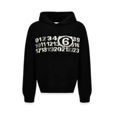 MM6 Maison Margiela Numeric Logo Print Hooded Knit "Black"