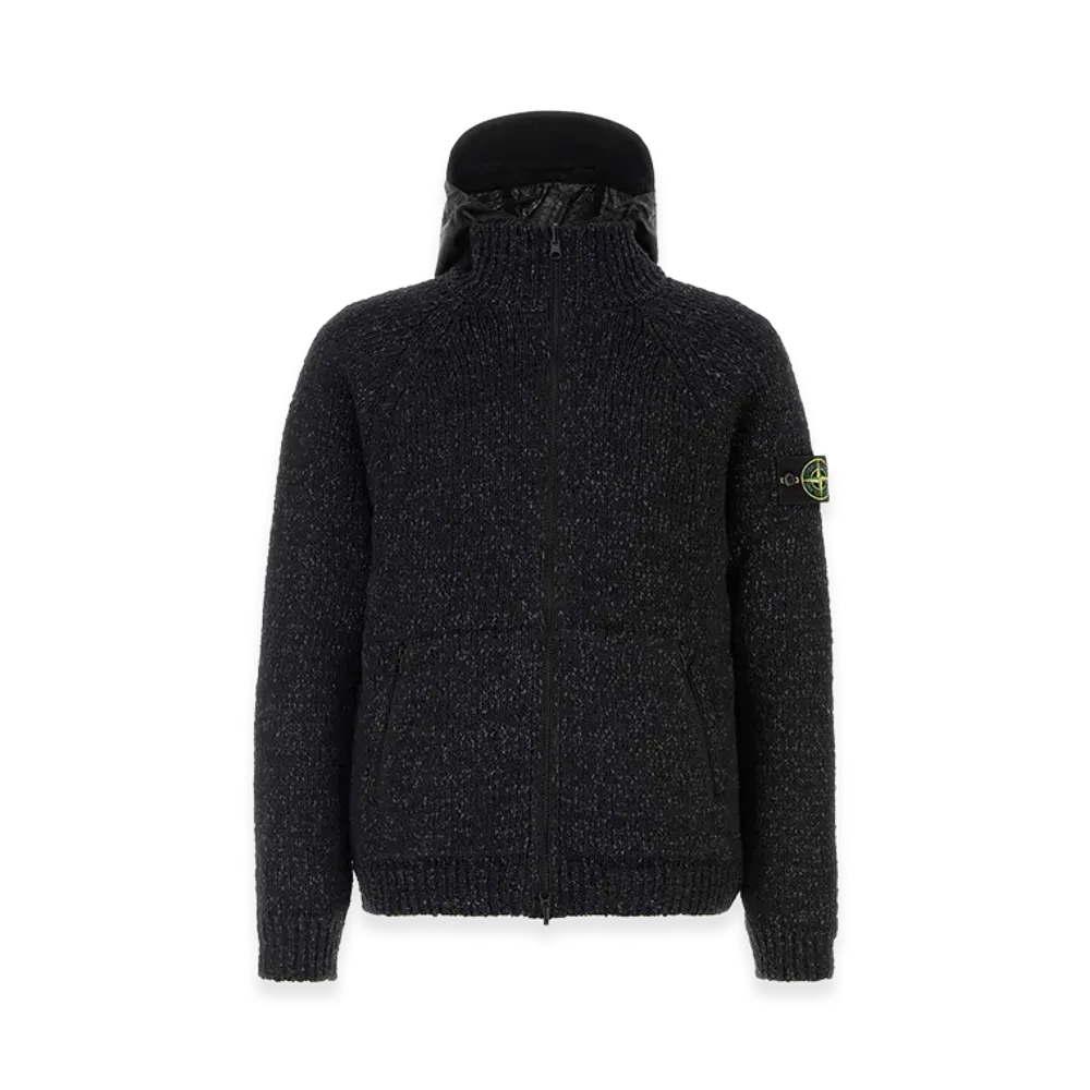 Stone Island Melange Cotton Blend Reversible Jacket "Black"