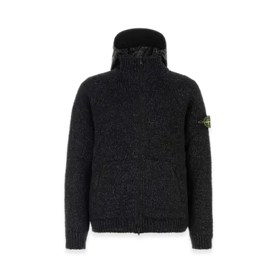 Stone Island Melange Cotton Blend Reversible Jacket "Black"