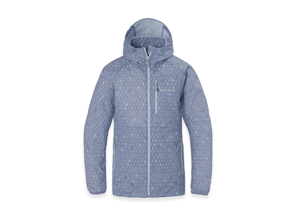mont-bell Women's Wind Blast Print Parka "Light Blue"